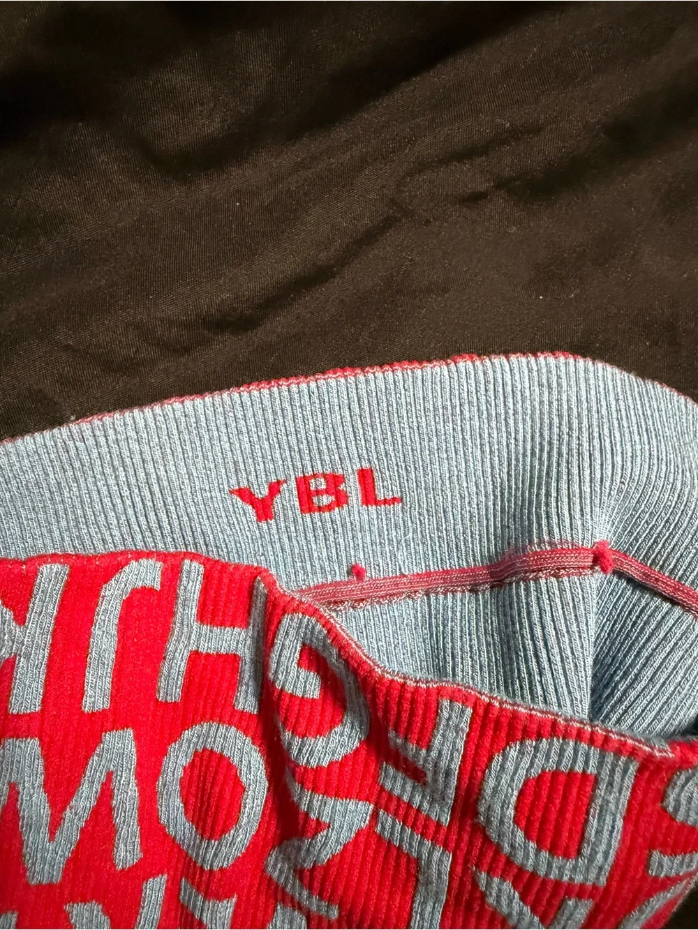 Red & Light Blue Alphabet Knit Headband